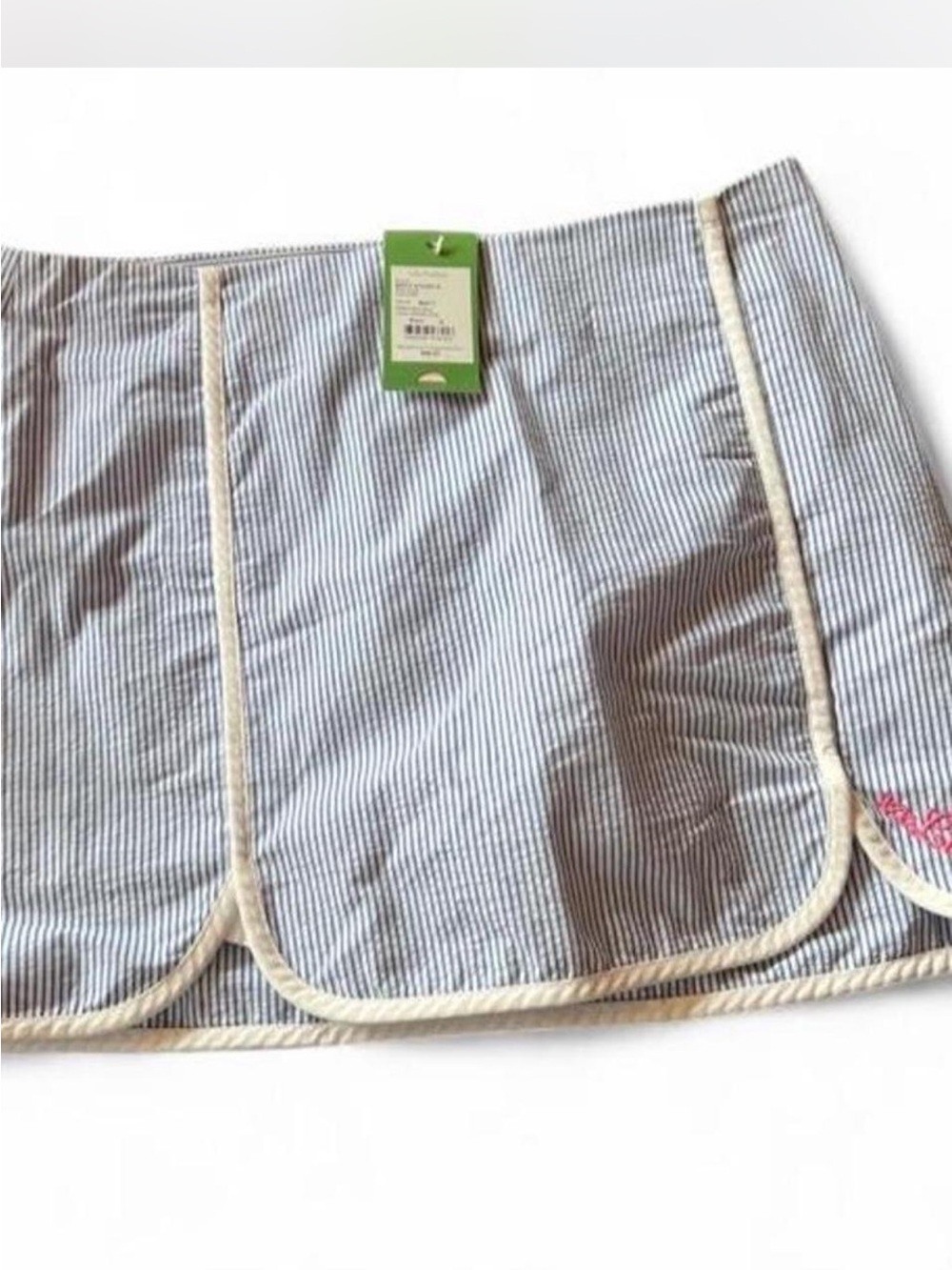 Lilly Pulitzer Blue and White Seersucker Mini Skirt